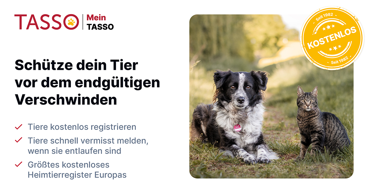 
	Tier jetzt kostenlos registrieren | TASSO
